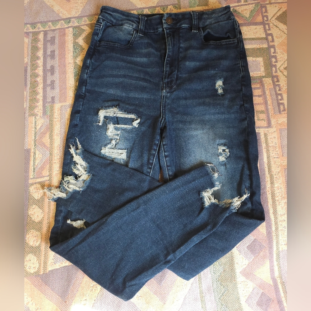 American Eagle Curvy Highest Rise Jegging Jeans Distressed Size 8 Regular